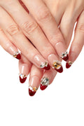 Crush Depth / No.05　深みレッドと輝くクリスタルのフレンチネイル