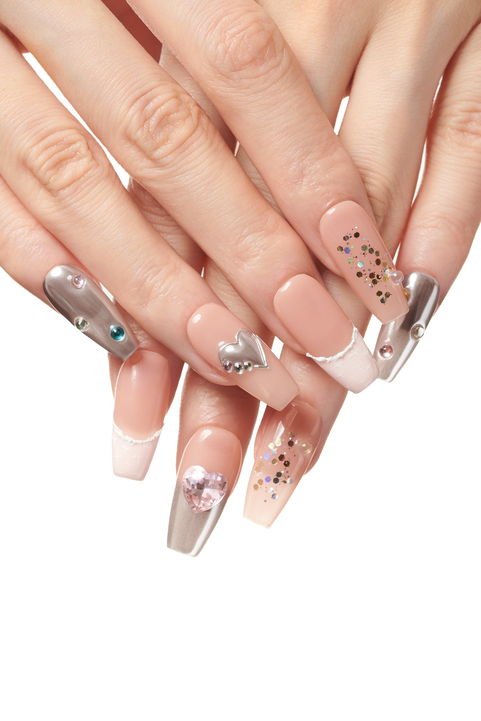 Sweet Armour / No.23 – Medium Coffin with Chrome, Rhinestone, Tweed and Heart Accents