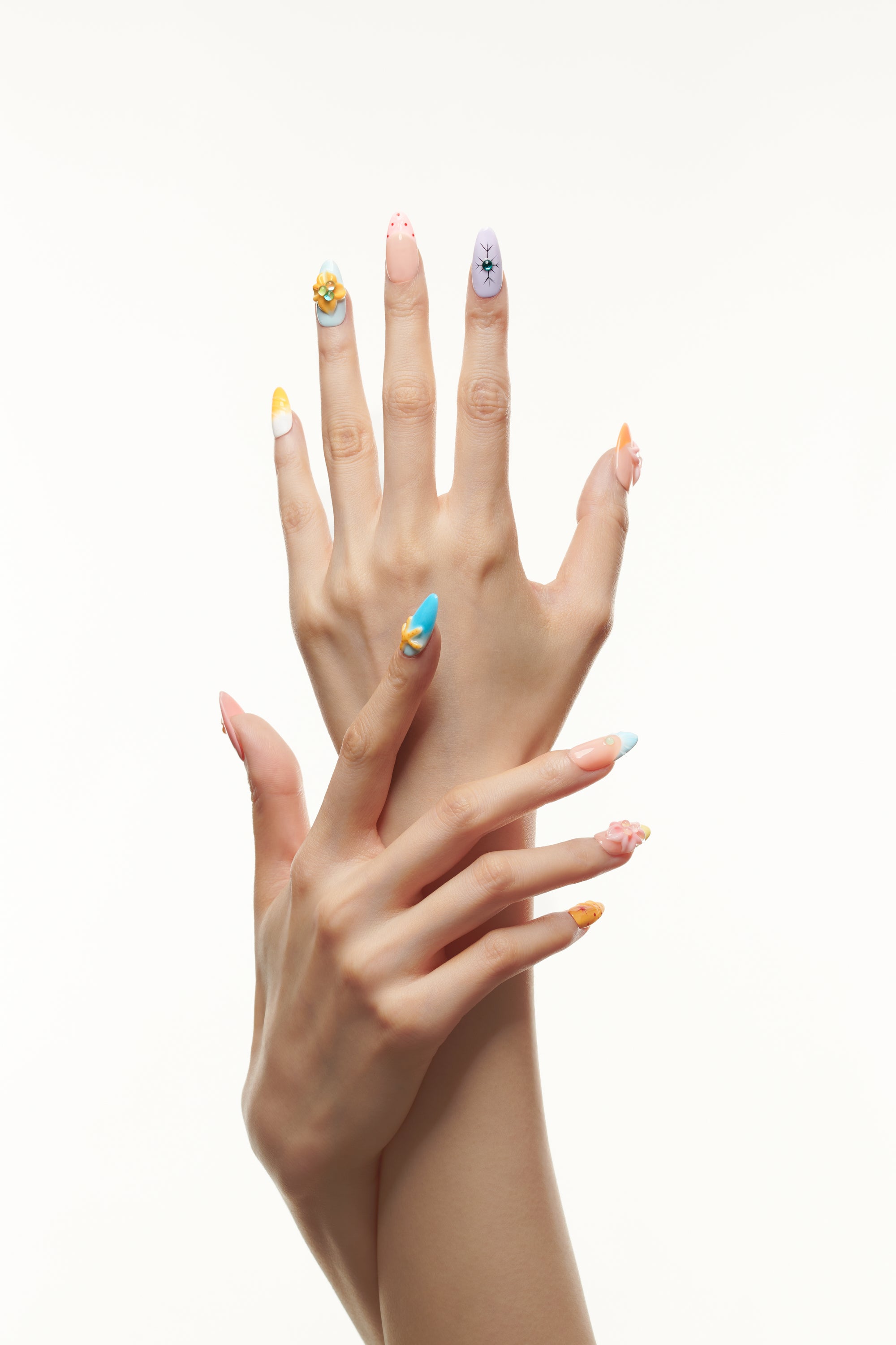 Summer Keepsakes / No.21 — Medium Almond with Sculpted Details in Mixed Pastels and Brights